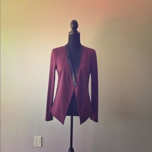 Burgundy Front Open Blazer BCBG